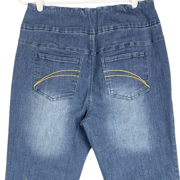 Back In The Saddle Womens Pull-on Stretch Flared Embroidered Blue Jeans Sz Small - Picture 4 of 12